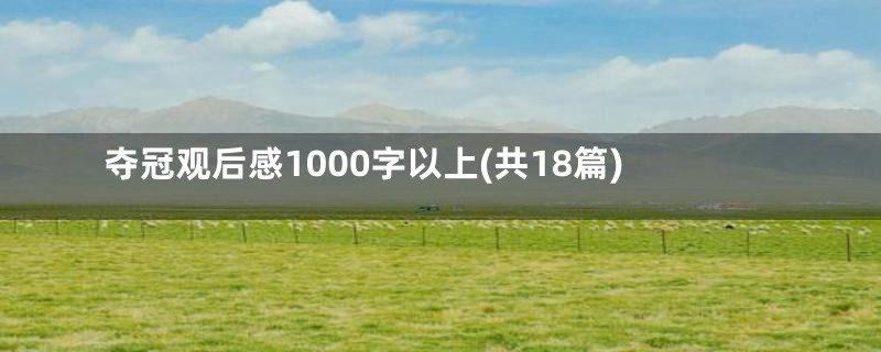 夺冠观后感1000字以上(共18篇)