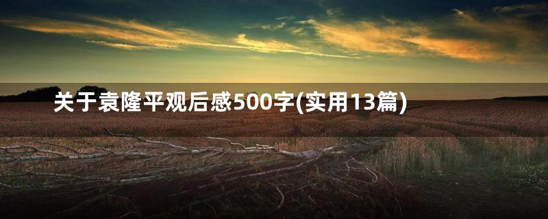 关于袁隆平观后感500字(实用13篇)