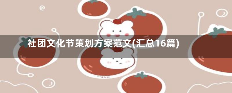 社团文化节策划方案范文(汇总16篇)